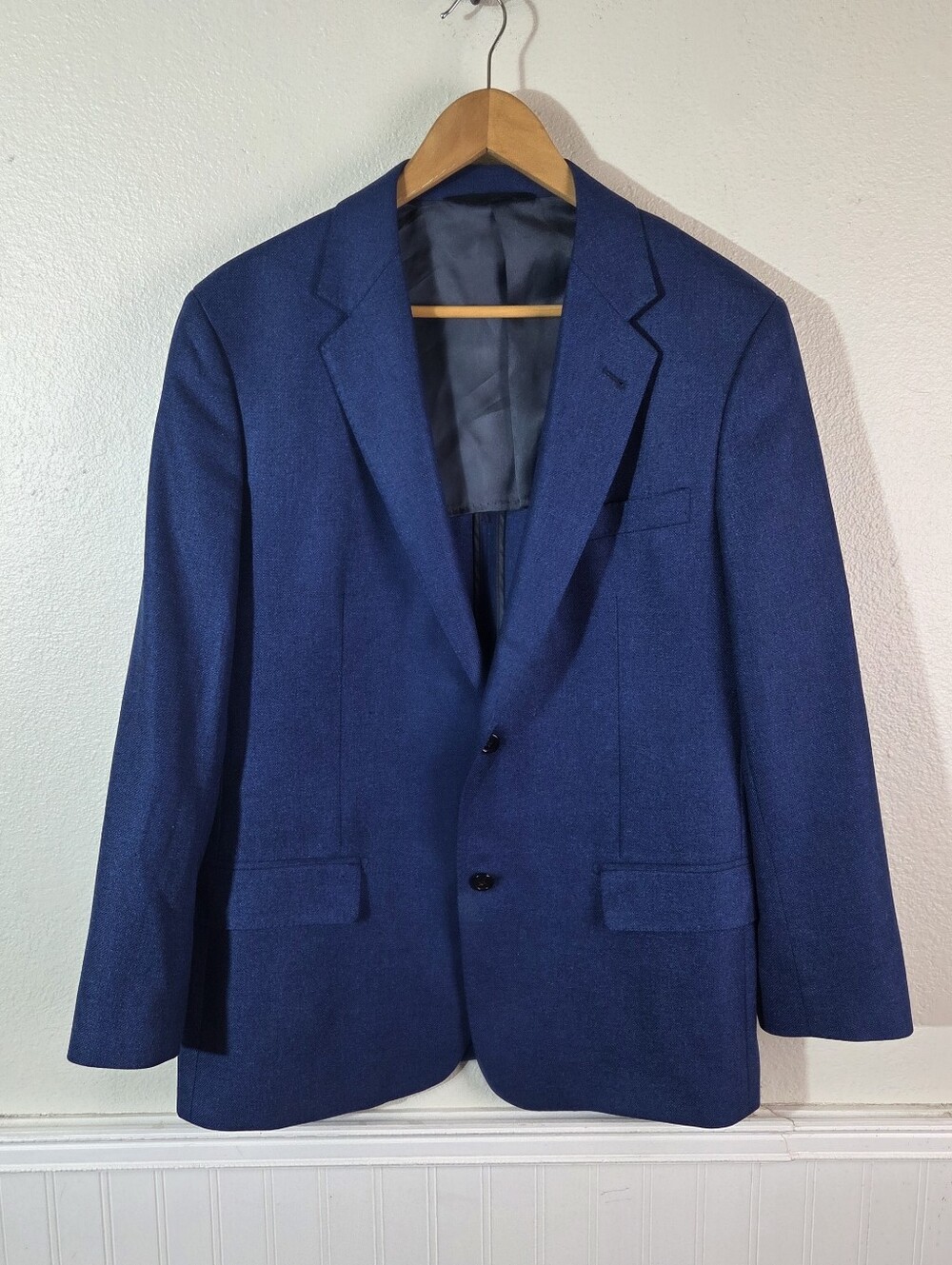 Baroni Men's Custom Blue Sport Coat Blazer 40R Silk Wool Lanificio di Pray Italy